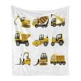 thumbnail image 1 of Construction Soft Flannel Fleece Throw Blanket, Illustration of Big Vehicles Pattern Engineering Building Theme, Cozy Plush for Indoor and Outdoor Use, 70" x 90", Yellow Grey White, by Ambesonne, 1 of 6