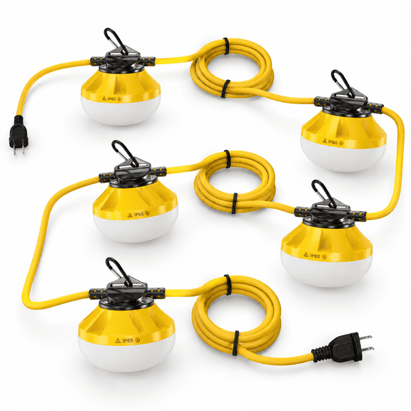 Contstruction Light 50ft Led Construction String Light 50w 6000lm 18awg Wire 5000k Linkable ...