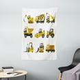 thumbnail image 1 of Construction Tapestry, Big Vehicles Icon Collection Engineering Building Theme Clip Art Style, Wall Hanging for Bedroom Living Room Dorm Decor, 40W X 60L Inches, Yellow Grey White, by Ambesonne, 1 of 2
