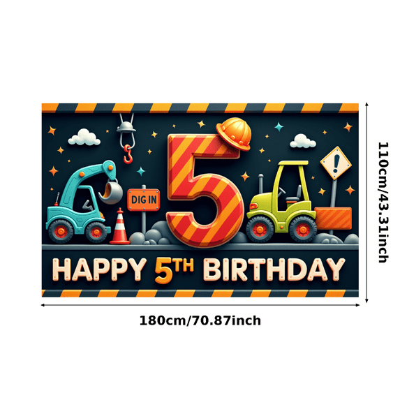 Construction Theme Happy Birthday Banner Kids Decor Dig In Party Decoration for Birthday Party Kids Celebration Indoor Decoration