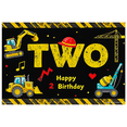 thumbnail image 1 of Construction Themed Happy 2 Birthday Banner with Tractors Cranes Helmets for Birthday Party Decorations Backdrop Photography Props Party Supplies, 1 of 7