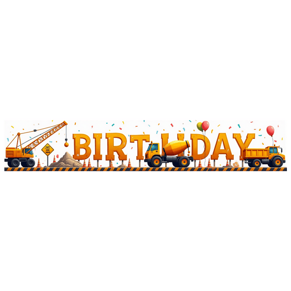 Construction Themed Happy Birthday Banner Backdrop Party Decorations for Birthday Parties Photography Props Decor Background for Celebration Events Kids Parties