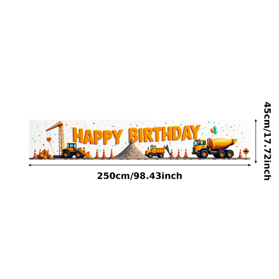 Construction Themed Happy Birthday Banner Backdrop Party Decorations for Birthday Parties Photography Props Decor Background for Celebration Events Kids Parties