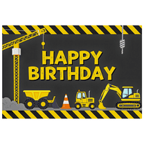 Construction Themed Happy Birthday Banner Background Party Decors Photography Props Birthday Party Backdrop Decorations