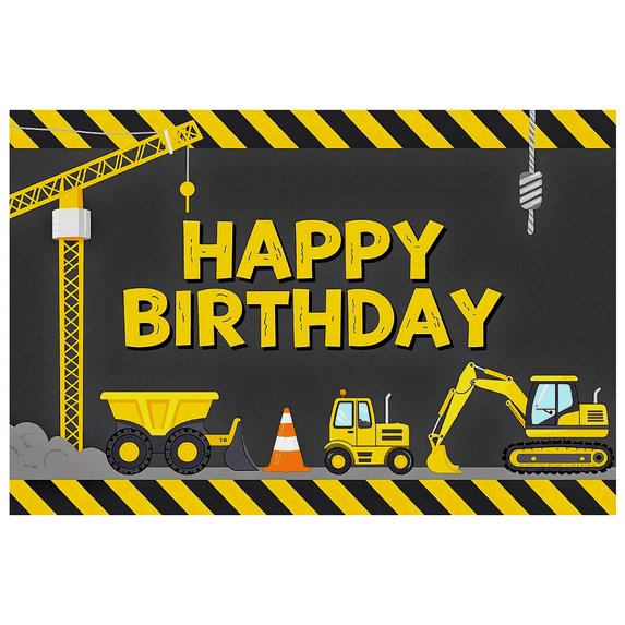 Construction Themed Happy Birthday Banner Background Party Decors Photography Props Birthday Party Backdrop Decorations