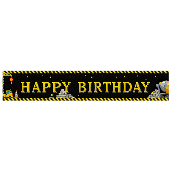 Construction Themed Happy Birthday Banner Party Decoration Background Backdrop Photography Props for Birthday Parties Family Gatherings Photo Shoots Kids Events Celebration Decorations