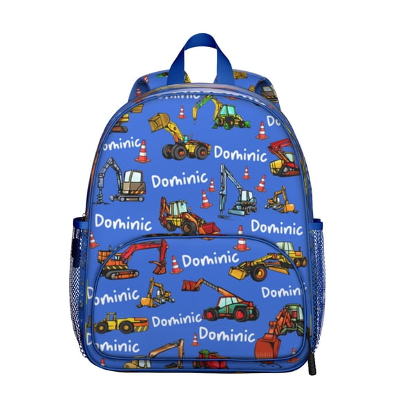 Construction Themed Waterproof Backpack - Ergonomic Student Daypack with Spacious Compartment & Side Pockets