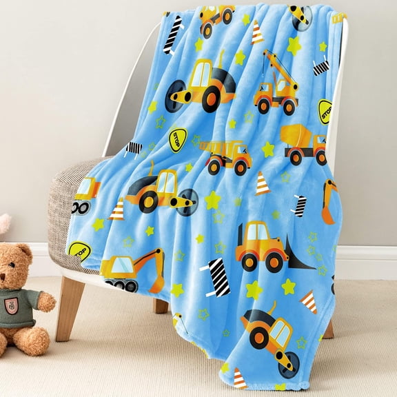 Construction Toys Gifts for Boys, Kids Throw Blanket, Soft Fleece Blanket for Kids Boys, Cozy Toddler Blanket for Boys Girls Birthday Gifts, Fuzzy Cute Blanket for Couch Bed Car 40"X50"