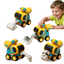Construction Toys,Pressing Engineering Trucks Vehicles,Includes Excavator,Road Roller,Bulldozer,Pile Driver,Car Toys for Boys 3-6 Years Kid Toddlers Birthday Gifts (Colorful 4 Pack)