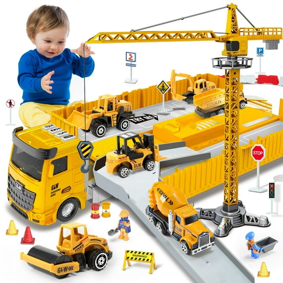 Construction Toys for 3-7 Year Old Kids, Gifts for 3 4 5 6 7 Year Old Boys Girls, Construction Truck Vehicle Toys Set Toddler Car Toy