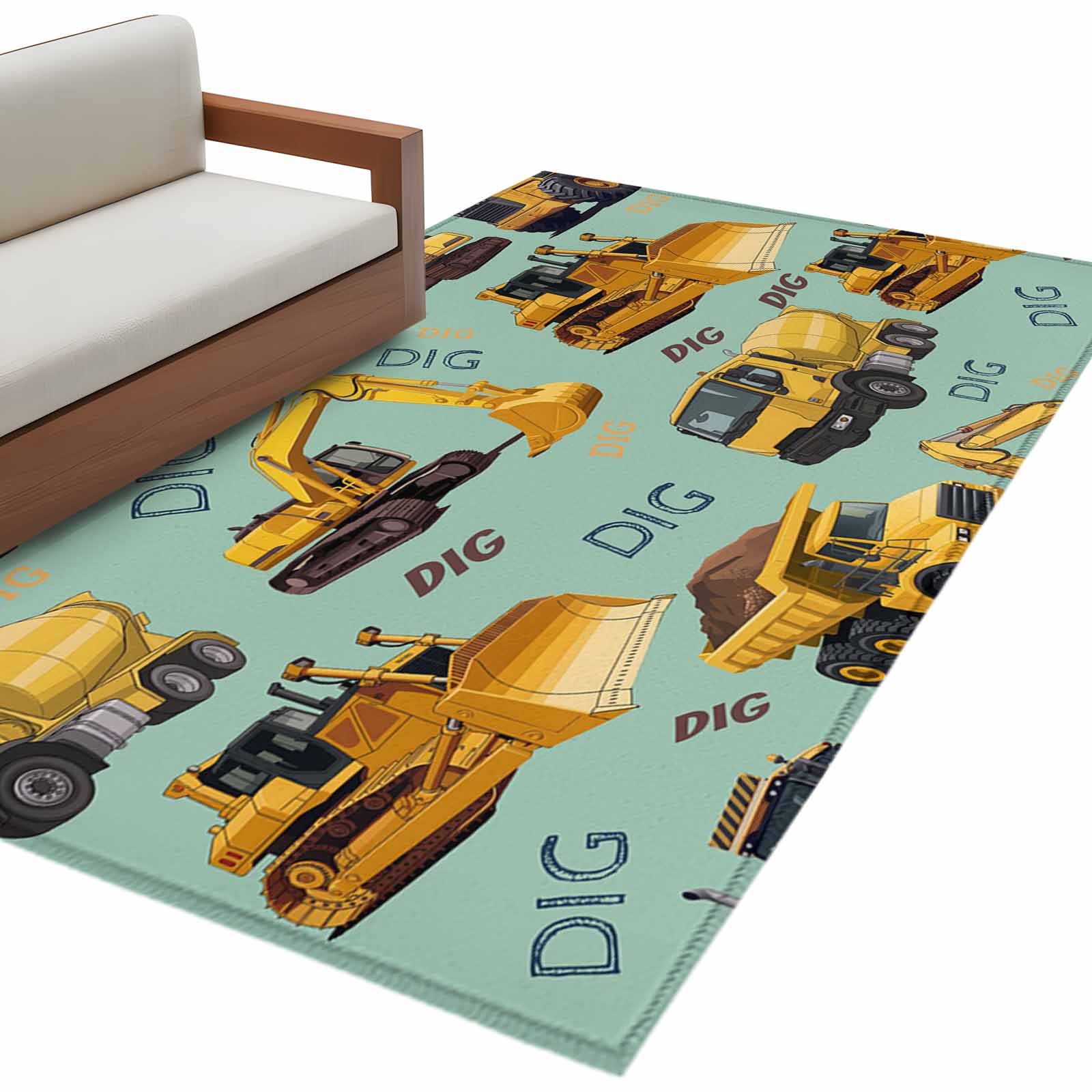 Construction Truck Area Rugs Collection 3'x5', Cartoon Grips and ...