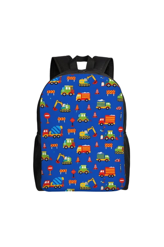 Construction Truck Backpack Full Front Print Travel Laptop Bag for Men and Women