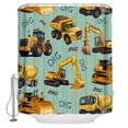 thumbnail image 1 of Construction Truck Bathroom Shower Curtains with 12 Hooks Waterproof Shower Curtain for Stalls and Bathtubs Cartoon Grips and Bulldozers Green Decorative Bathroom Privacy Curtain 36x78 Inches, 1 of 9