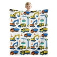 thumbnail image 1 of Construction Truck Blanket Boys Excavator Plush Throw Blanket Soft Fuzzy Flannel Tractor Blanket for Bed Couch Sofa Decor Blankets Trucks Car Lover Toddler Kids Blankets Gifts 30"x40", 1 of 7