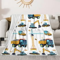 Construction Truck Blanket Boys Excavator Plush Throw Blanket Soft Fuzzy Flannel Tractor Blanket for Bed Couch Sofa Decor Blankets Trucks Car Lover Toddler Kids Blankets Gifts