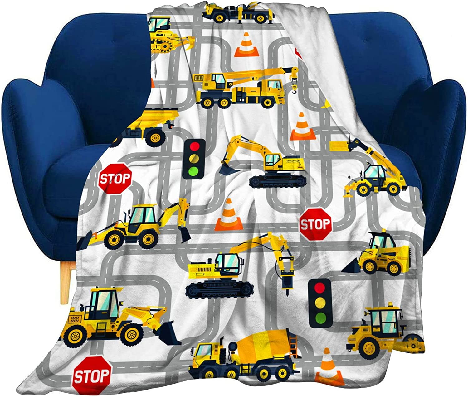 Construction Truck Blanket for Toddler Boys Kids Flannel Cars Blankets