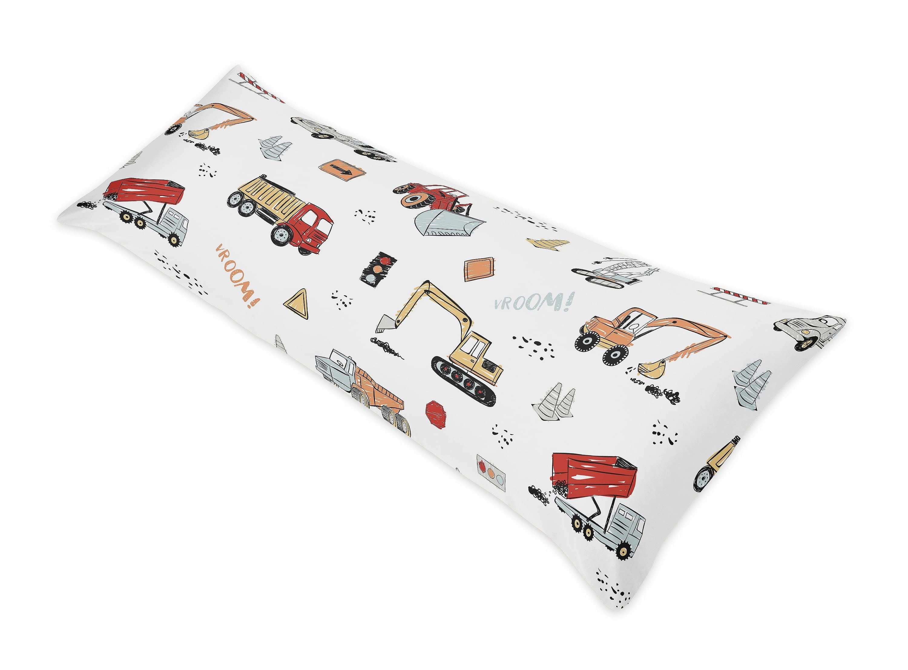 Multicolor Construction Truck Boys' Body Pillowcase in Brushed Microfiber