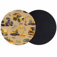 thumbnail image 1 of Construction Truck Coasters Set of 2, Absorbent Coasters for Drinks, Cartoon Grips and Bulldozers Turmeric Coaster for Desk Coffee Table Protection, Home Decor House Warming Gifts 4", 1 of 8