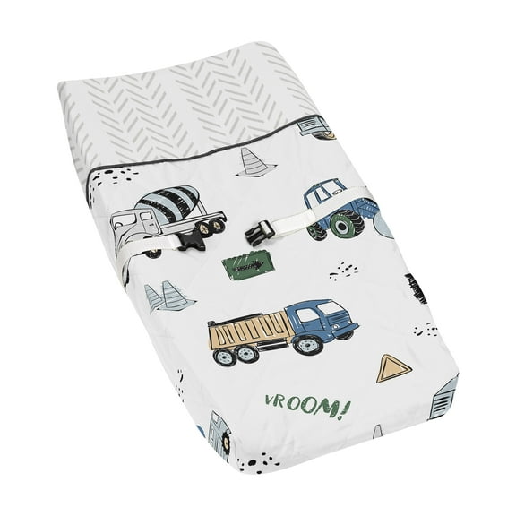 Sweet Jojo Designs Construction Truck Green Blue and Grey Changing Pad Cover