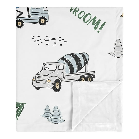 Sweet Jojo Designs Construction Truck Blue Green and Grey Baby Security Blanket