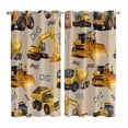 thumbnail image 1 of Construction Truck Kitchen Curtains Window Panels, Cartoon Grips and Bulldozers Beige Insulated Window Treatment Curtain, Grommet Curtains for Bedroom/Living Room/Bathroom, 2 Piece 42"Wx63"L, 1 of 8