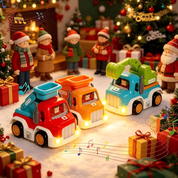 Construction Truck with Light and Sound Effects – Push and Go Inertia Vehicle – Desktop Sensory Toy for Stress Relief – Friction Powered Mini Car (Green)