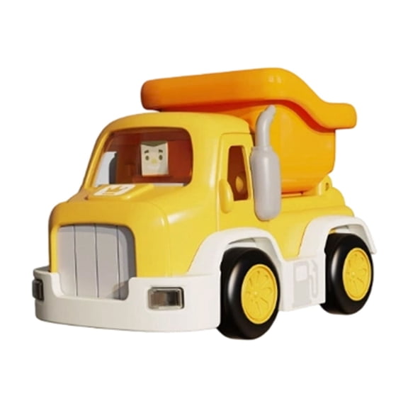 Construction Truck with Light and Sound Effects – Push and Go Inertia Vehicle – Desktop Sensory Toy for Stress Relief – Friction Powered Mini Car (Yellow)