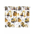 thumbnail image 1 of Construction Truck Sheer Curtains 39 Inch Length 2 Panels Set for Living Room/Bedroom, Cartoon Grips and Bulldozers Stirrup Car Kitchen Curtains Grommet Curtains Window Treatments 27.5"x39"x2, 1 of 7