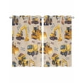 thumbnail image 1 of Construction Truck Sheer Curtains 54 Inch Length 2 Panels Set for Living Room/Bedroom, Cartoon Grips and Bulldozers Beige Kitchen Curtains Grommet Semi-Sheer Curtains Window Treatments 42"x54"x2, 1 of 7