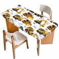 thumbnail image 1 of Construction Truck Table Cloths for 6 Foot Rectangle Tables, Cartoon Grips and Bulldozers Stirrup Car Patio Waterproof Elastic Fitted Tablecloths, Washable Rectangular Table Cover for Camping, 1 of 8