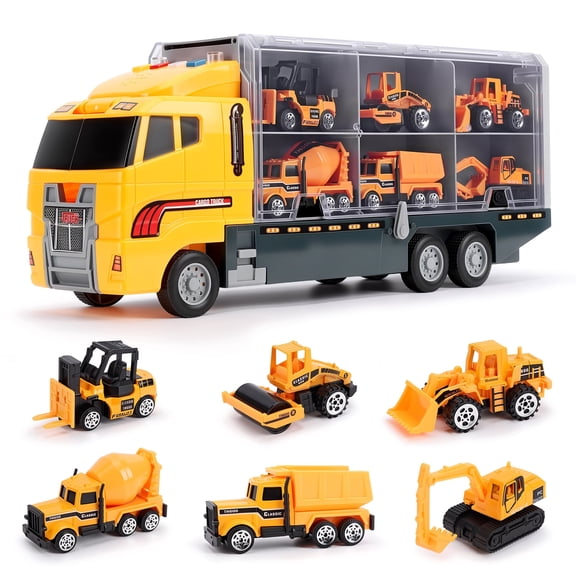 Construction Truck Toys for Toddler Boys Agees 2-8, Boy Construction Toy Truck Set with 6 Metal Construction Cars-Excavator, Road Roller, Dump Truck, Cement Truck, Forklift, Loader,Kids Gifts