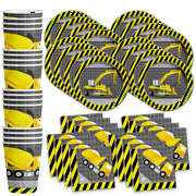 Construction Trucks Birthday Party Supplies Set Plates Napkins Cups Tableware Kit for 16