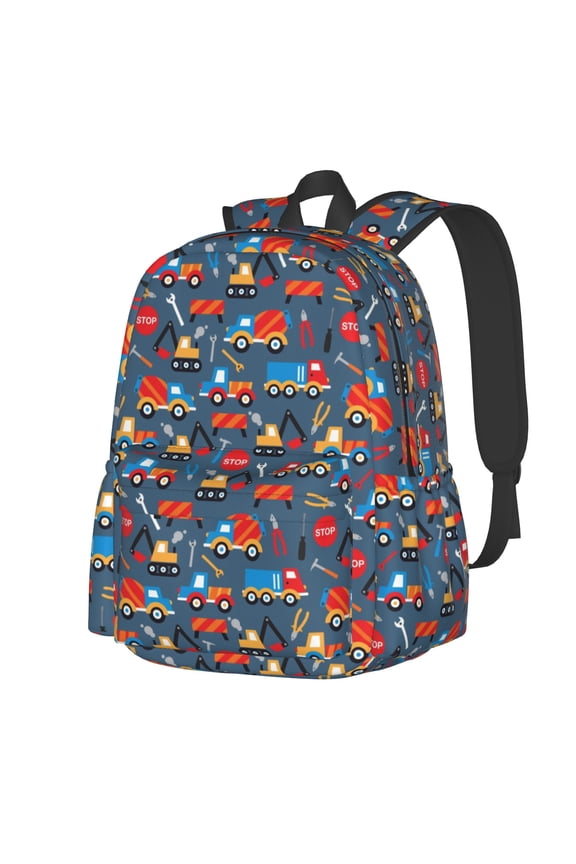 Construction Trucks Crane Digger Machine Pattern Multipurpose Backpack Lightweight School Work Large Capacity Laptop Packsack Picnic Camping Travel Backpacks
