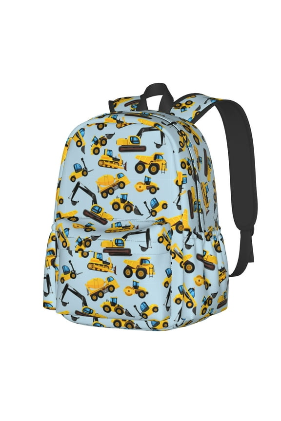 Construction Trucks Crane Digger Machine Pattern Multipurpose Backpack Lightweight School Work Large Capacity Laptop Packsack Picnic Camping Travel Backpacks