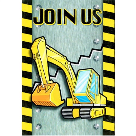 Construction Trucks Invitations w/ Envelopes (8ct)