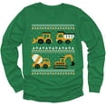 thumbnail image 1 of Tstars Construction Trucks Kids Ugly Christmas Sweater Style Toddler Long Sleeve T-shirt 4T Green, 1 of 5
