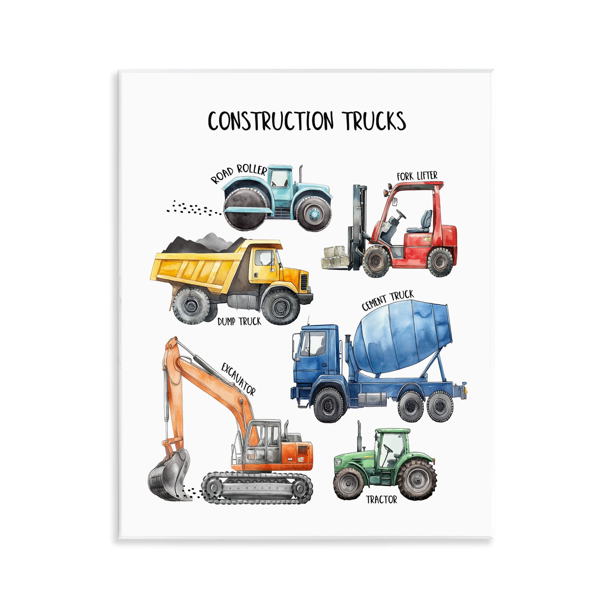 Construction Trucks Machinery Wall Plaque Art, design by Christine Simpson Art