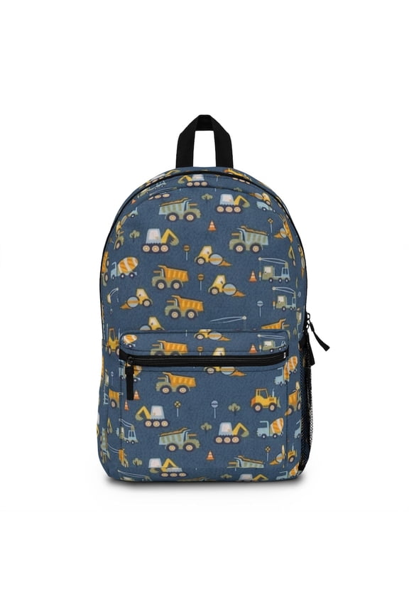 Construction Trucks Pattern Backpack | Kids Digger Dump Truck Design