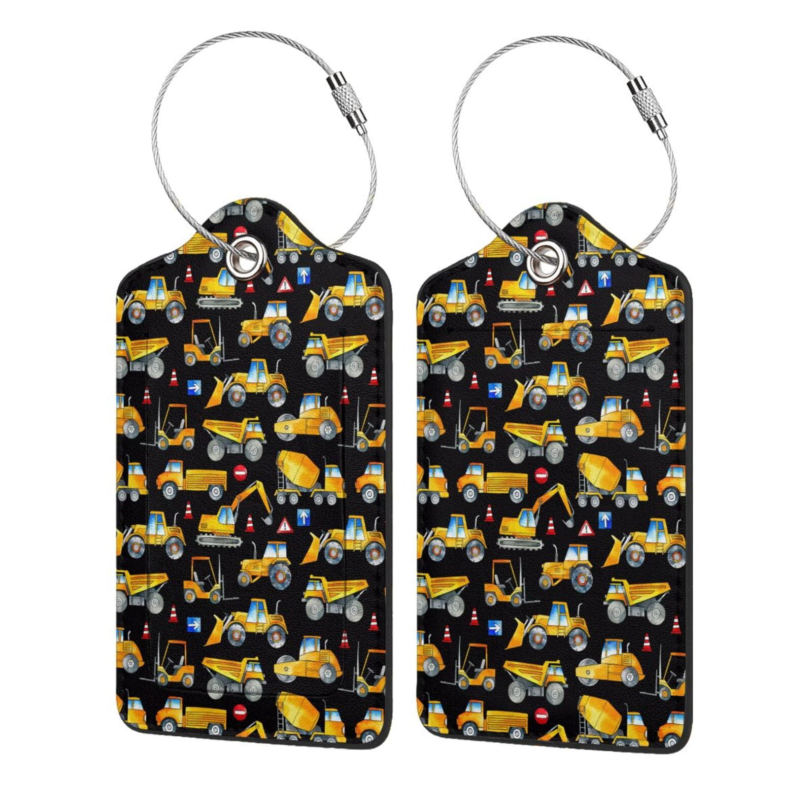 Construction Trucks Pattern Luggage Tags for Suitcase PU Privacy Cover
