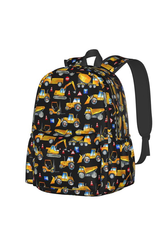 Construction Trucks Pattern Multipurpose Backpack Lightweight School Work Large Capacity Laptop Packsack Picnic Camping Travel Backpacks