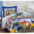thumbnail image 1 of Construction Trucks, Police Cars, Tractors, Boys Twin Comforter Set (5 Piece Bedding), 1 of 1