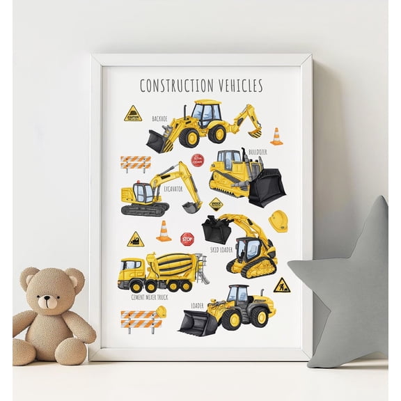Construction Trucks Print Construction Boy'S Room Decor Digger Wall Art Bulldozer Picture A Home Decor Poster Wall Art for Decor Present