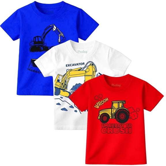 Construction Trucks T-Shirts 3-Pack, Toddler Sizes 18M-5T