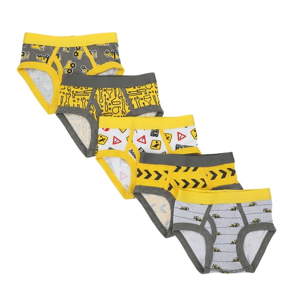Construction Trucks Toddler Boys Cotton Briefs With Pouch (5 Pack) - 5T
