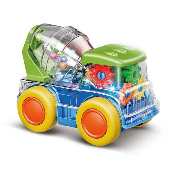 Construction Trucks Toys for Kids, Transparent Gear Mixer Truck Toys, Construction Vehicles Toys with Lights and Sound, 360 Degree Rotating Wheels, Toy Vehicles for 3+ Years Old Kids (Random Color)