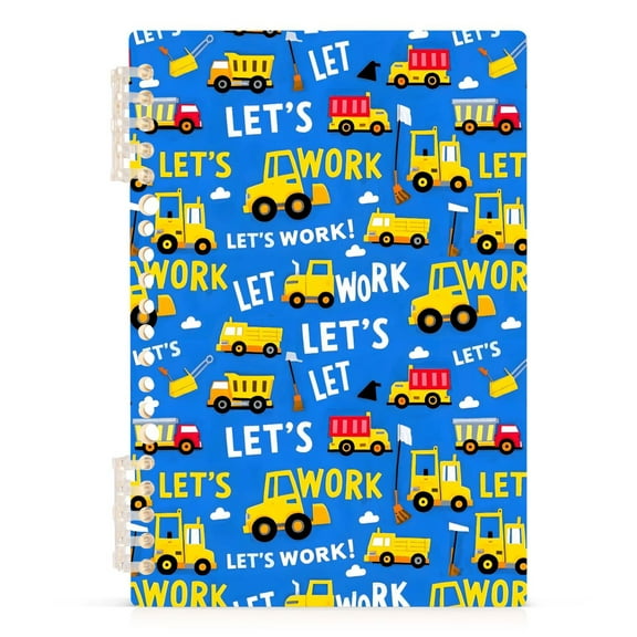 Construction Trucks and Clouds Notebooks 1-subject Journal 60 Sheets A5 College Ruled Paper Detachable Ring 8.3"x5.7"