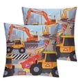thumbnail image 1 of Construction Twin/Full Size Bed Comforter for Young Boys with Dump Trucks and Bulldozers; Toddler Boy Bedding for Building Decor; All Season Orange, Yellow and Blue Comforter, 1 of 7
