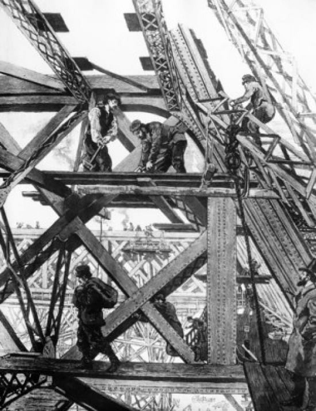 Construction Under Progress Tower for the Paris Exhibition by unknown artist 1889 Canvas Art - (18 x 24)