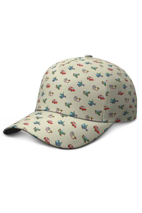 Construction Vehicle Baseball Cap – Adjustable Dad Hat Featuring Cartoon Car and Truck Design, Durable Snapback for Outdoor Wear