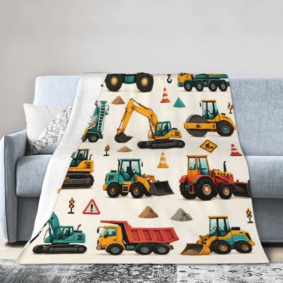Construction Vehicle Blanket Cozy Soft Fleece Blanket Gift for Home Decor 50x40